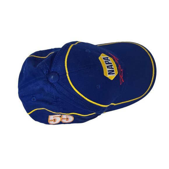 Vtg NAPA Racing Hat #55 Michael Waltrip Adjustable Strap Racing Cap Blue Yellow - Picture 6 of 10